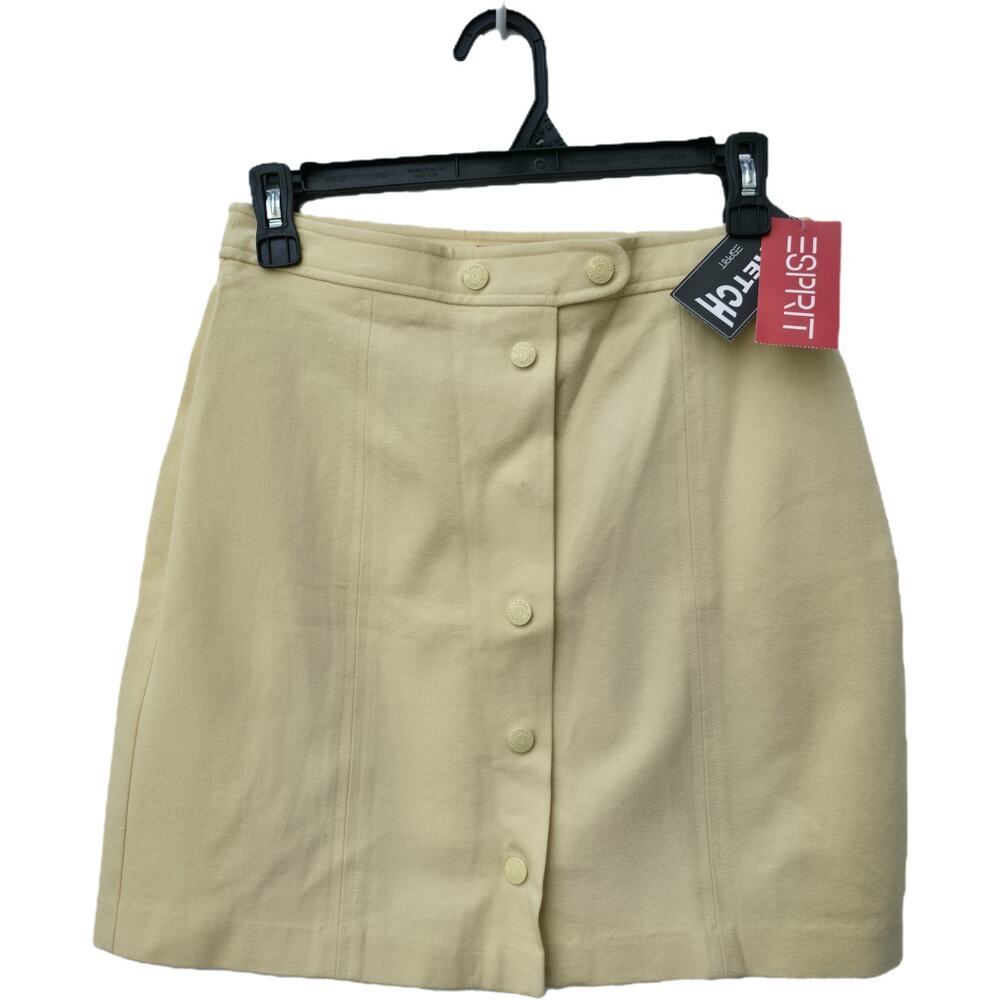 Espirit Pale Yellow Skirt Vintage NWT MISSING BUTTON Stretchy Size 7/8